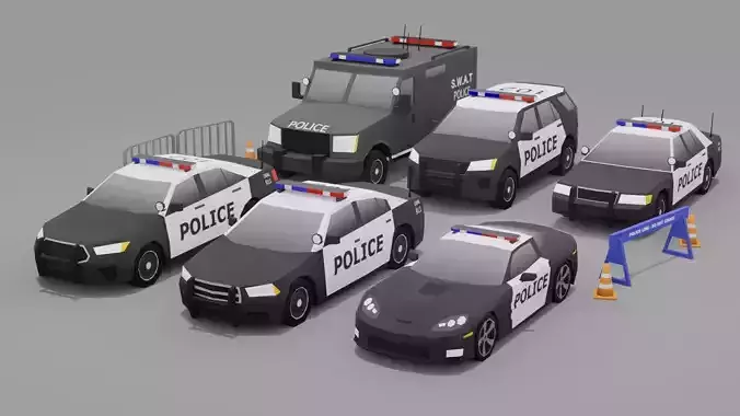 Low Poly Police car pack