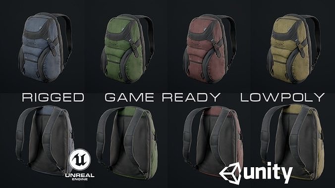 Adventure backpack Low-poly 3D model