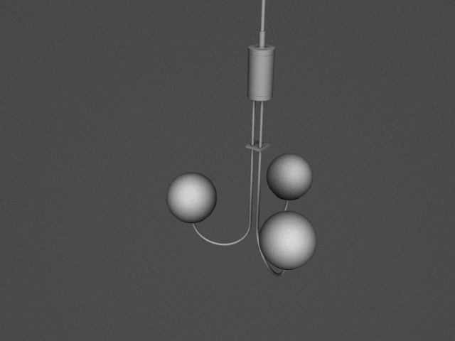 Light-02 pendant light with three balls hanging from it Low-poly 3D model_14