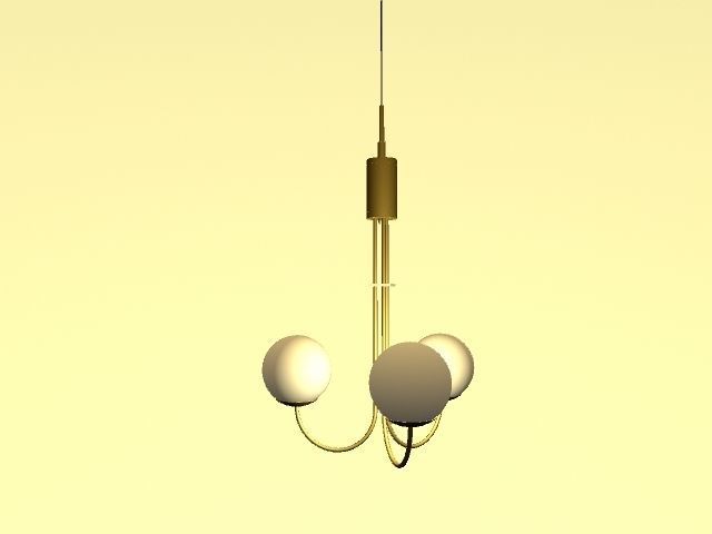 Light-02 pendant light with three balls hanging from it Low-poly 3D model_6