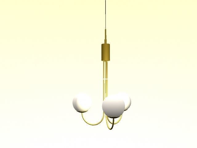 Light-02 pendant light with three balls hanging from it Low-poly 3D model_7