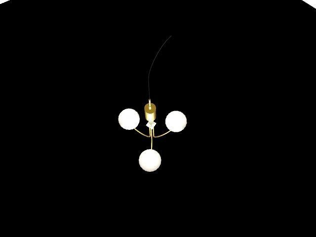 Light-02 pendant light with three balls hanging from it Low-poly 3D model_9