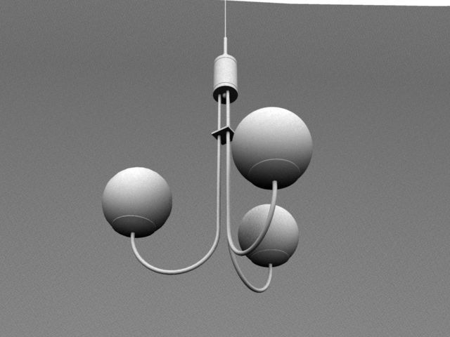 Light-02 pendant light with three balls hanging from it Low-poly 3D model_2