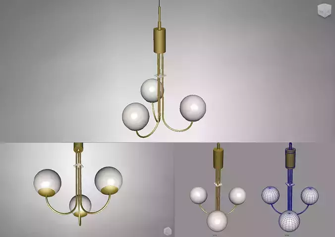 Light-02 pendant light with three balls hanging from it