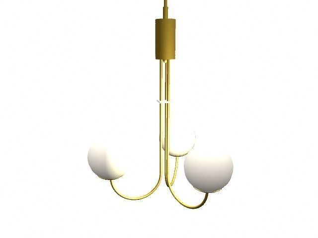 Light-02 pendant light with three balls hanging from it Low-poly 3D model_10