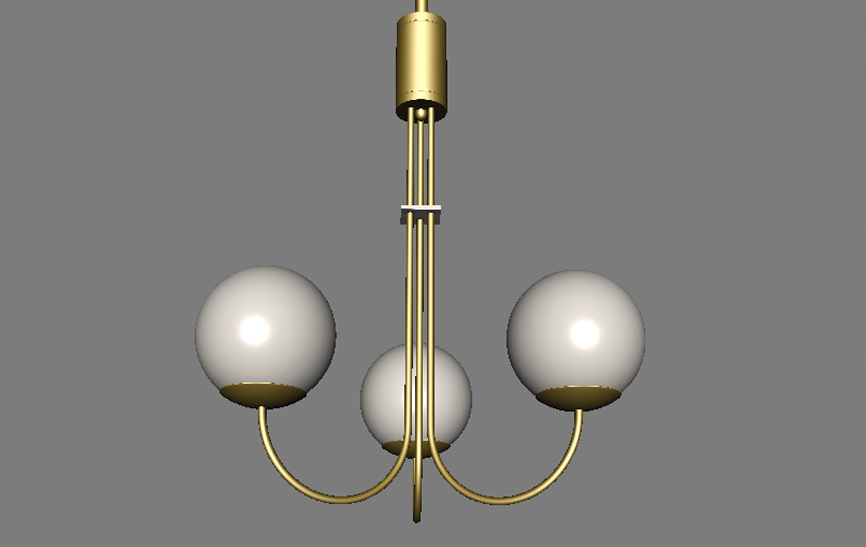 Light-02 pendant light with three balls hanging from it Low-poly 3D model_1