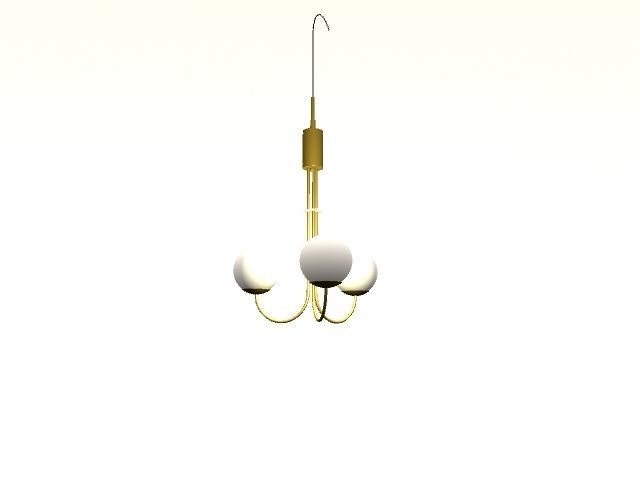 Light-02 pendant light with three balls hanging from it Low-poly 3D model_8