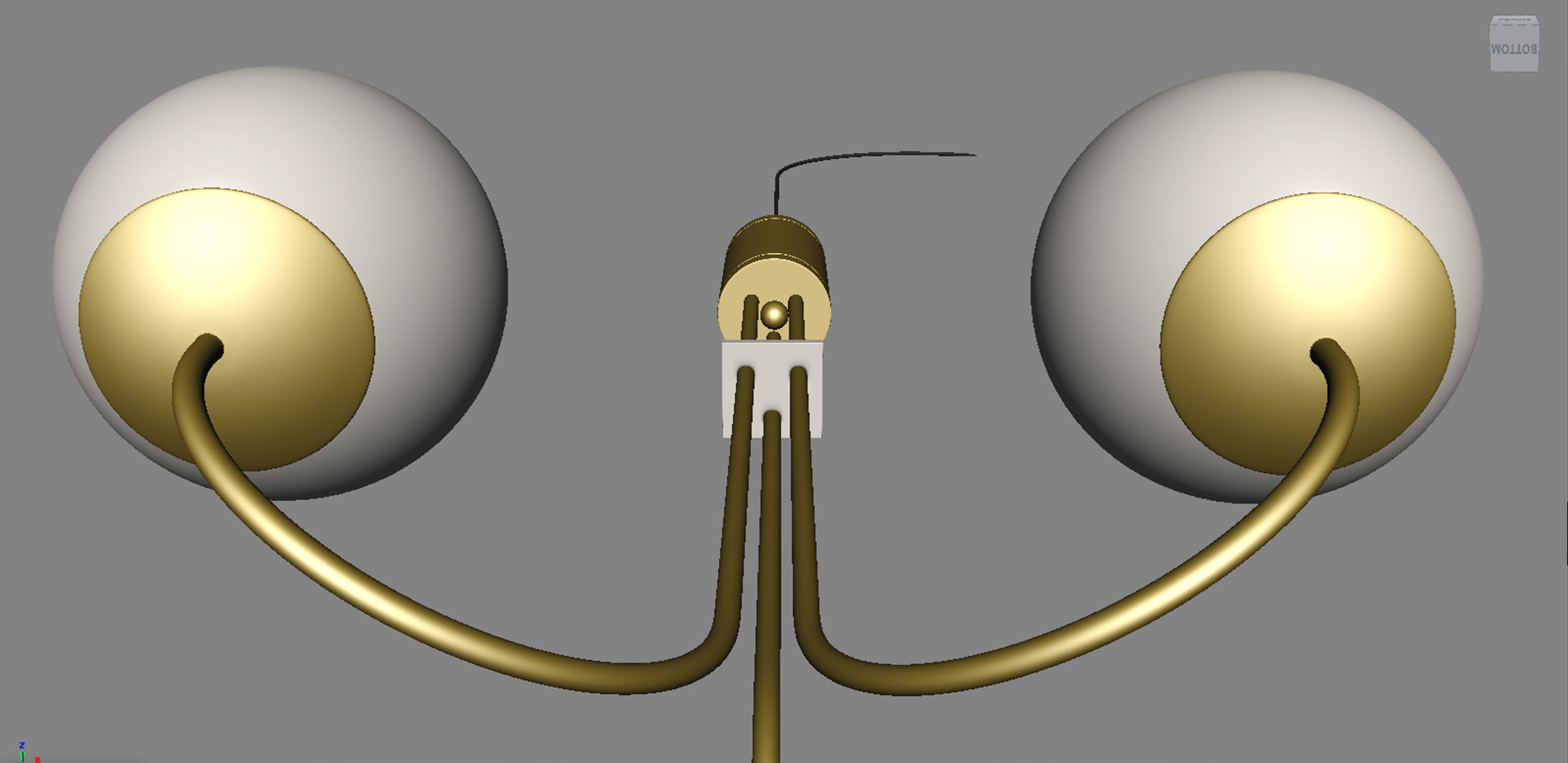 Light-02 pendant light with three balls hanging from it Low-poly 3D model_5