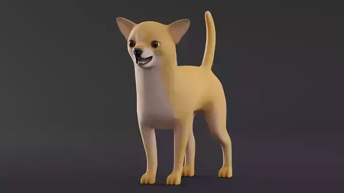 Dog Chihuahua Low Poly Model Game AR VR