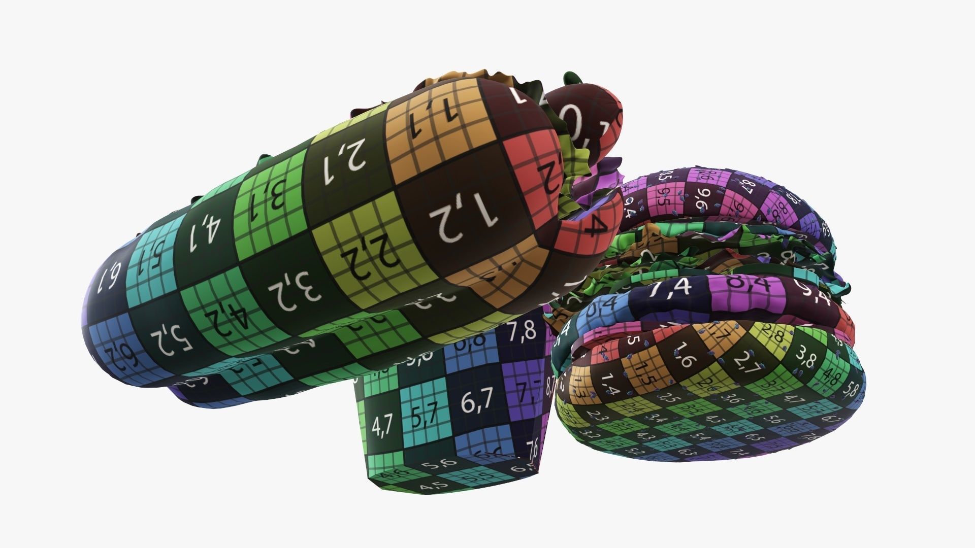 Hamburger French fries hotdog fast food 3D Model Collection_15