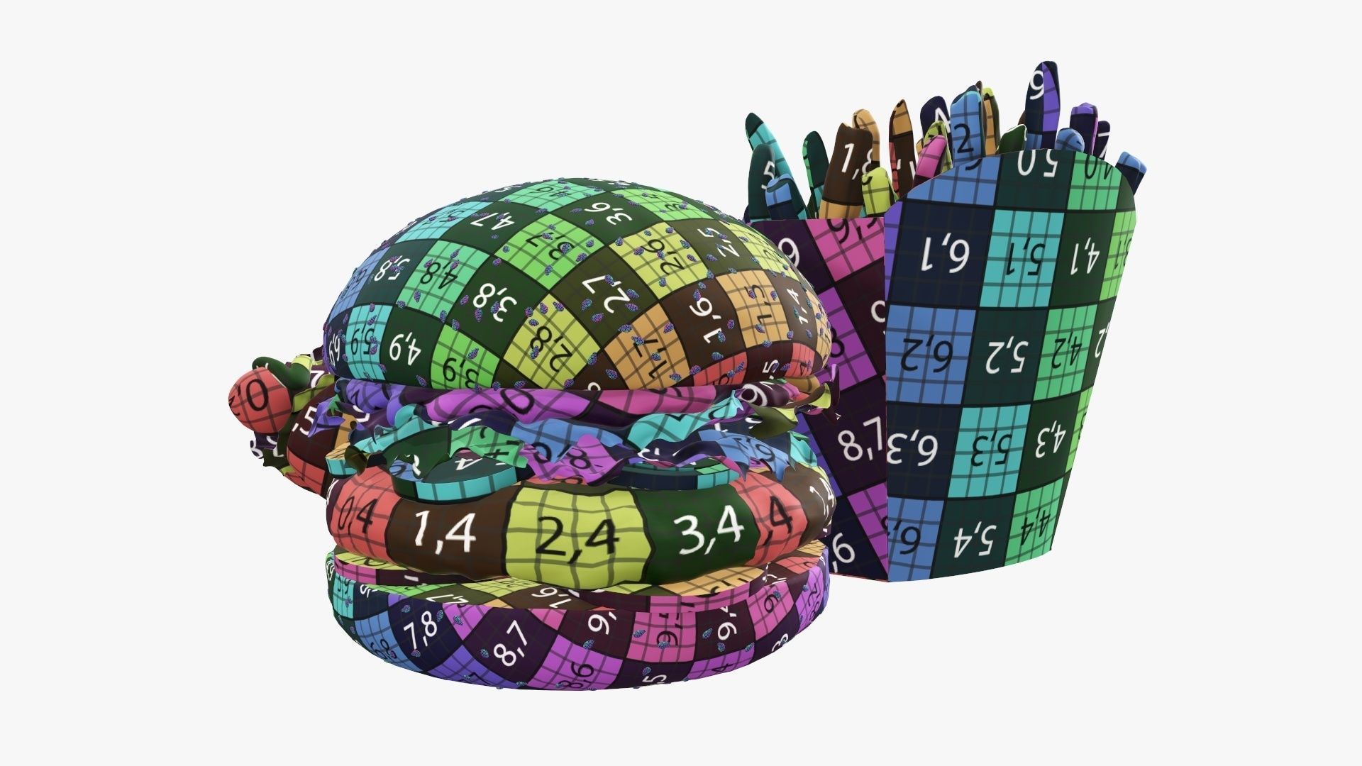 Hamburger French fries hotdog fast food 3D Model Collection_12