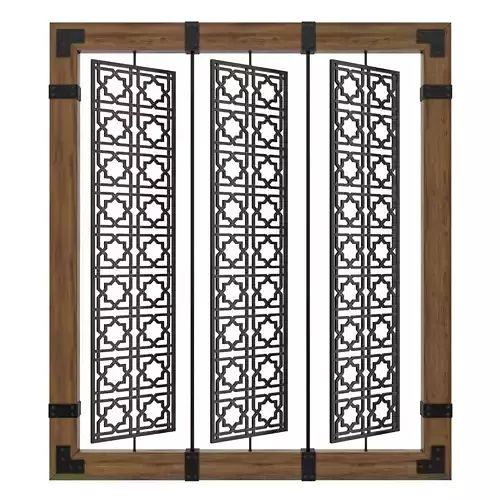 Decor wooden frame with three metal panels