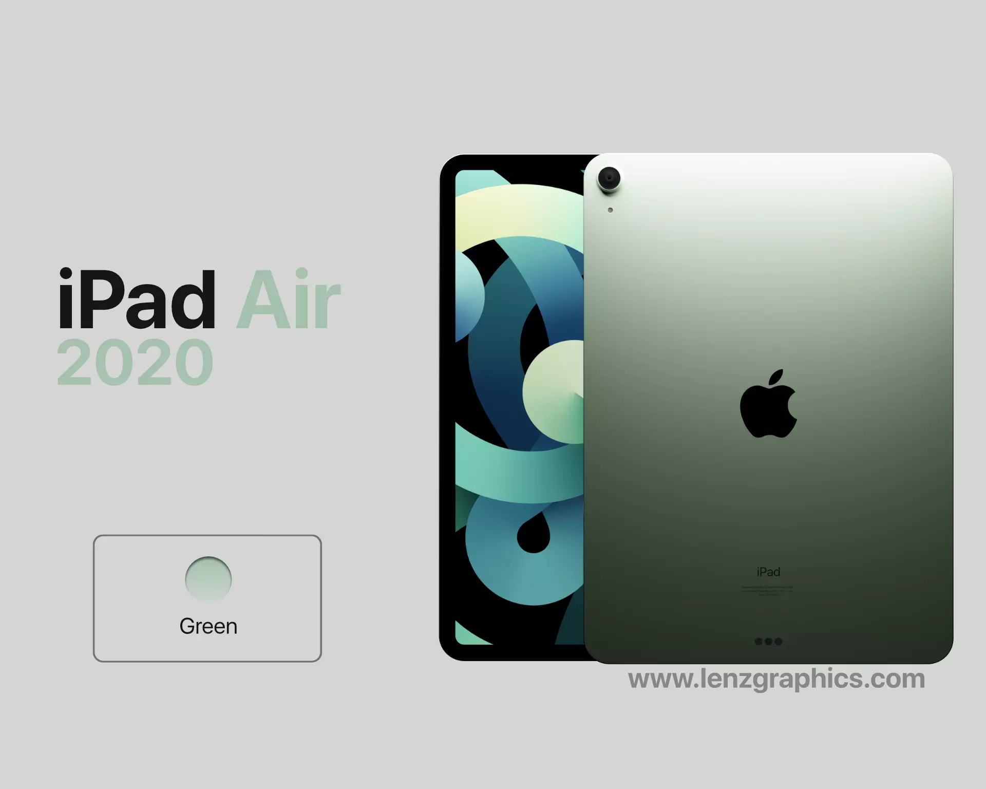 Green 2020 iPad Air 11 inch 3D model_0