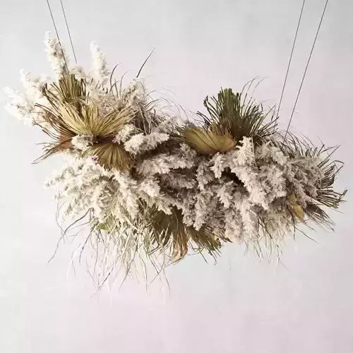 Pendant Decor  Pampas Grass And Dried Palm Leaves 3D model