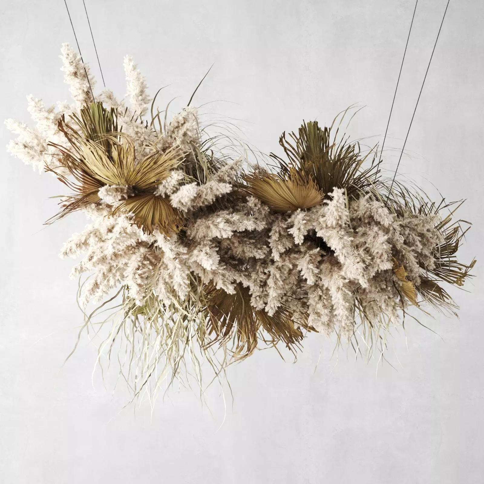 Pendant Decor Pampas Grass And Dried Palm Leaves 3D model