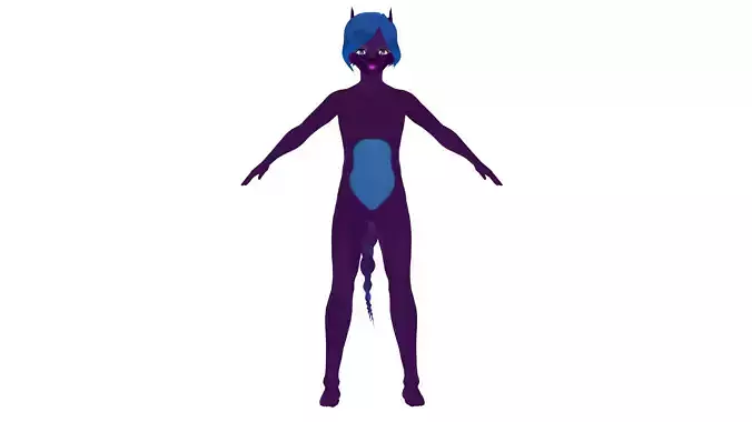  ASIAN Furry FOX MAN Neko 3D MODEL RIGGED T POSE SHAPE KEYS Low-poly 3D model