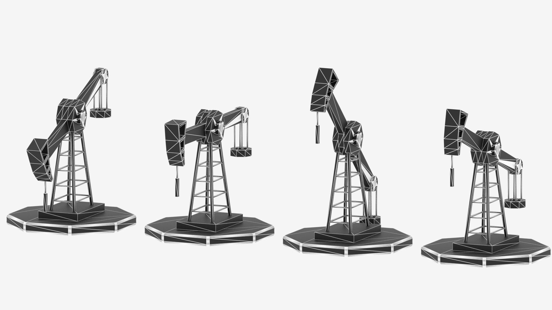 Cartoon Oil Pump Jack Low-poly 3D model_3