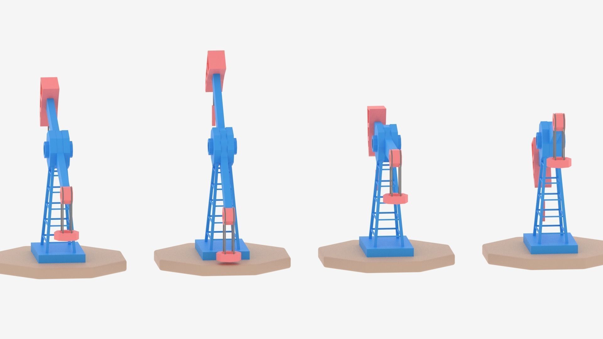 Cartoon Oil Pump Jack Low-poly 3D model_9