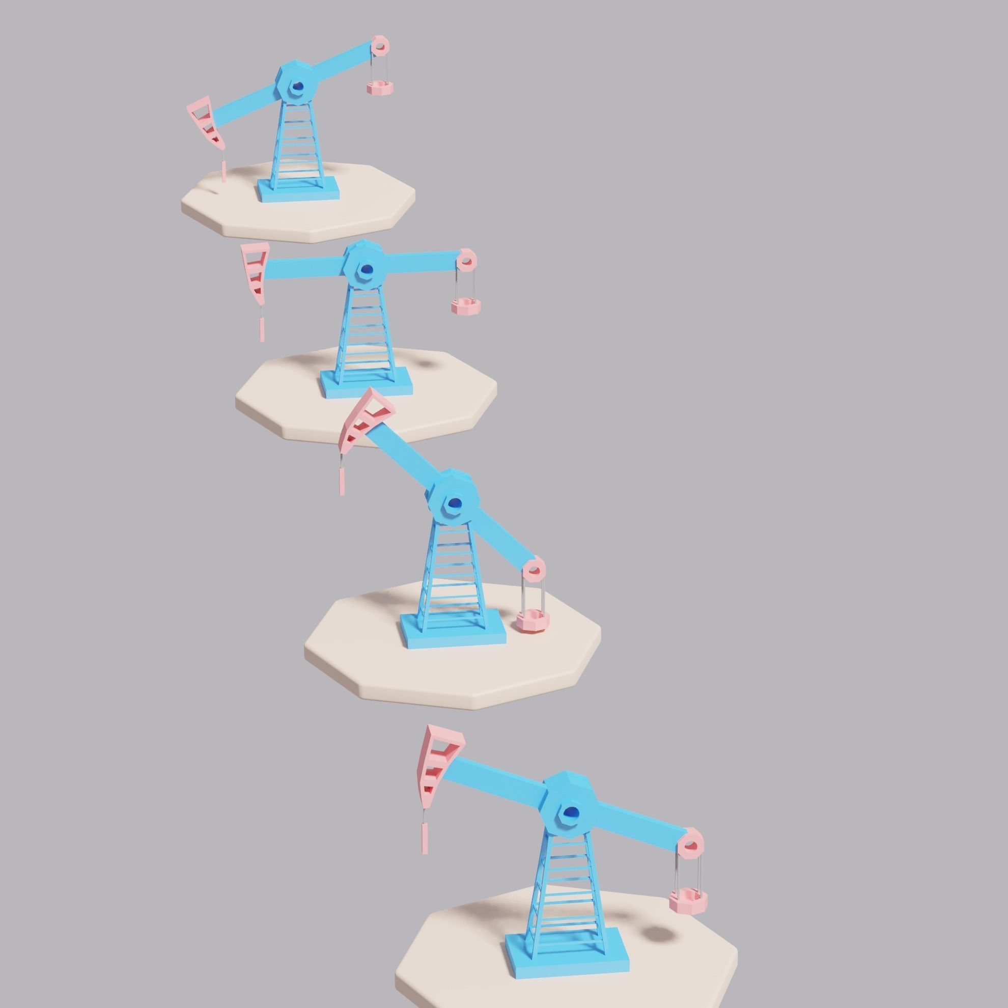 Cartoon Oil Pump Jack Low-poly 3D model_17