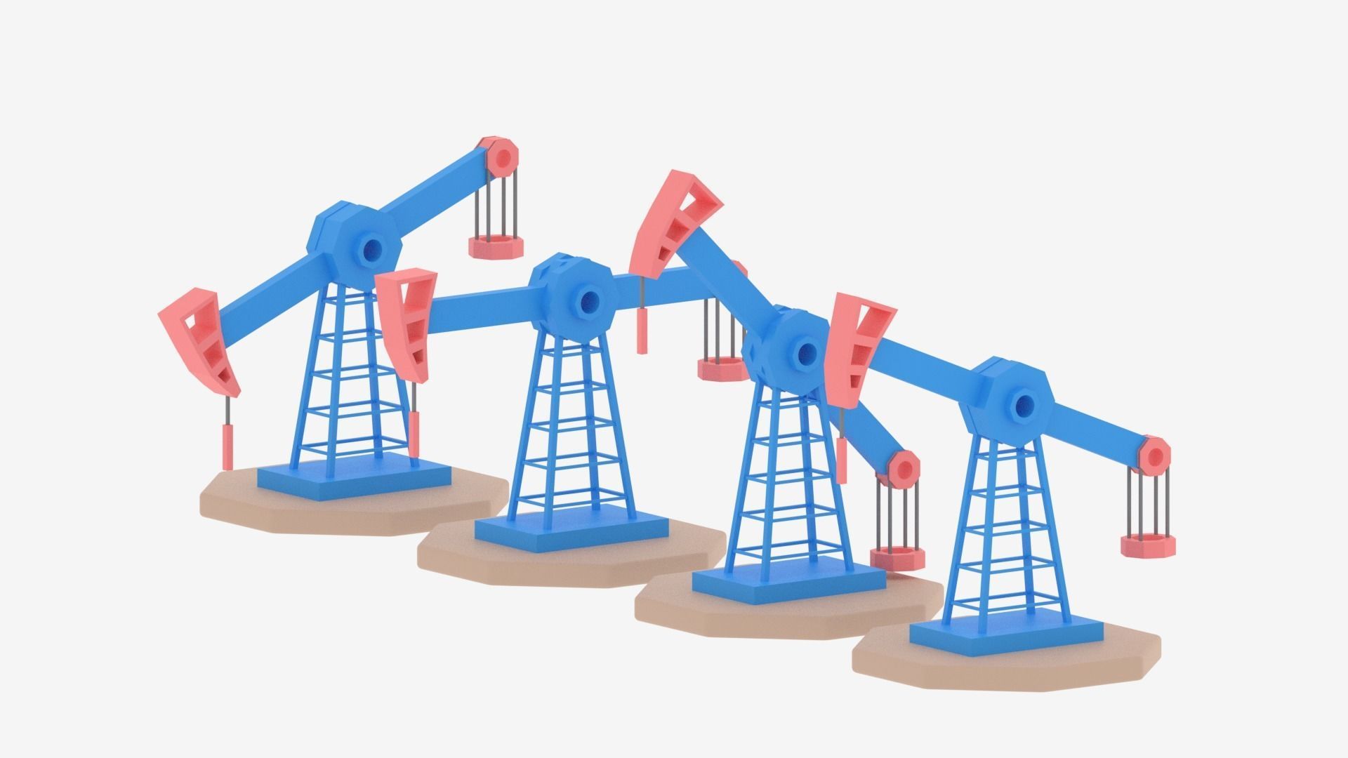 Cartoon Oil Pump Jack Low-poly 3D model_13