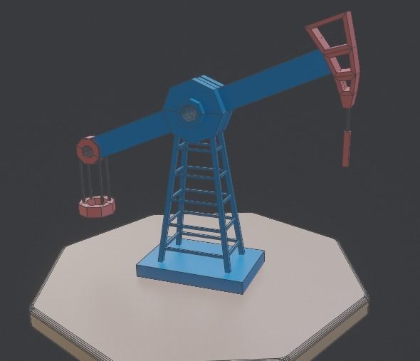 Cartoon Oil Pump Jack Low-poly 3D model_22