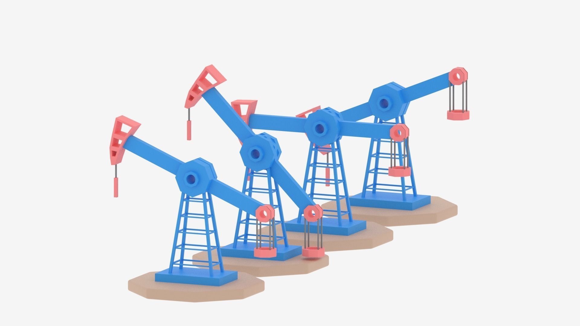 Cartoon Oil Pump Jack Low-poly 3D model_11