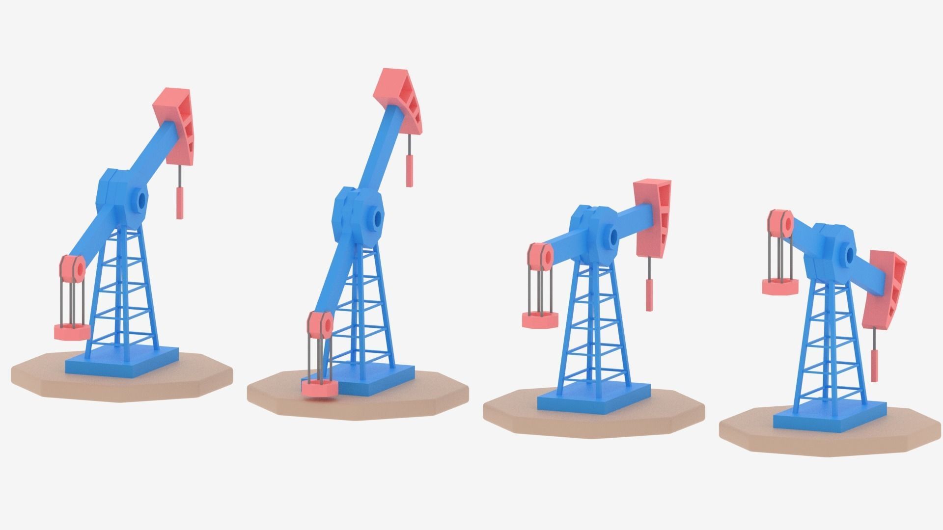 Cartoon Oil Pump Jack Low-poly 3D model_8