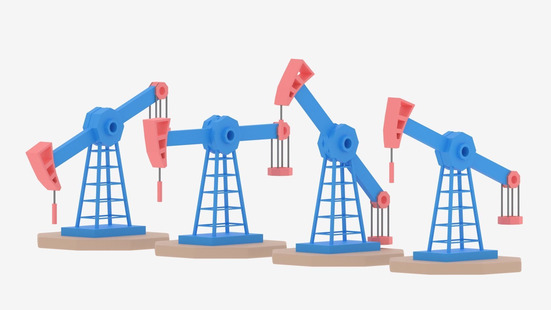 Cartoon Oil Pump Jack Low-poly 3D model_1