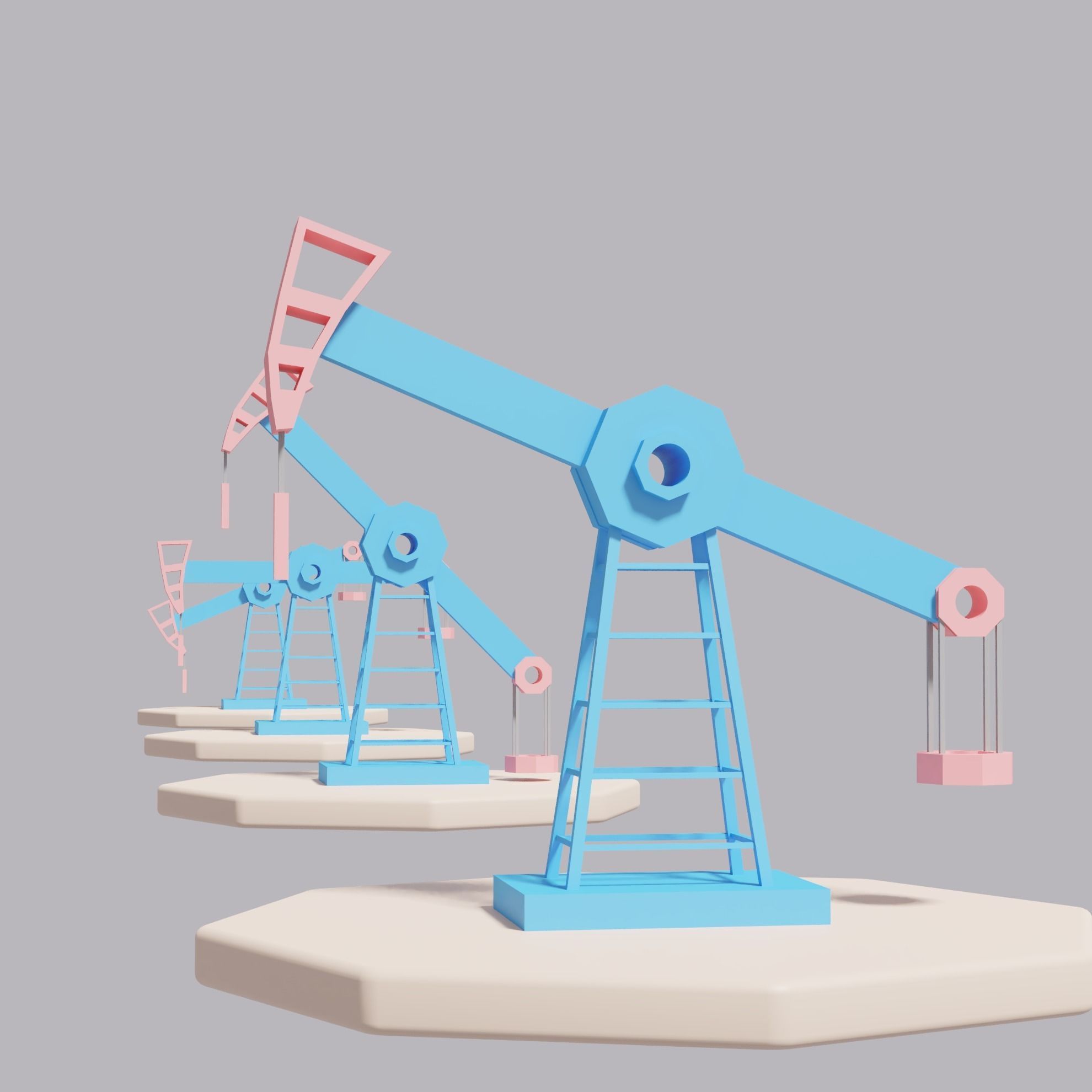 Cartoon Oil Pump Jack Low-poly 3D model_25