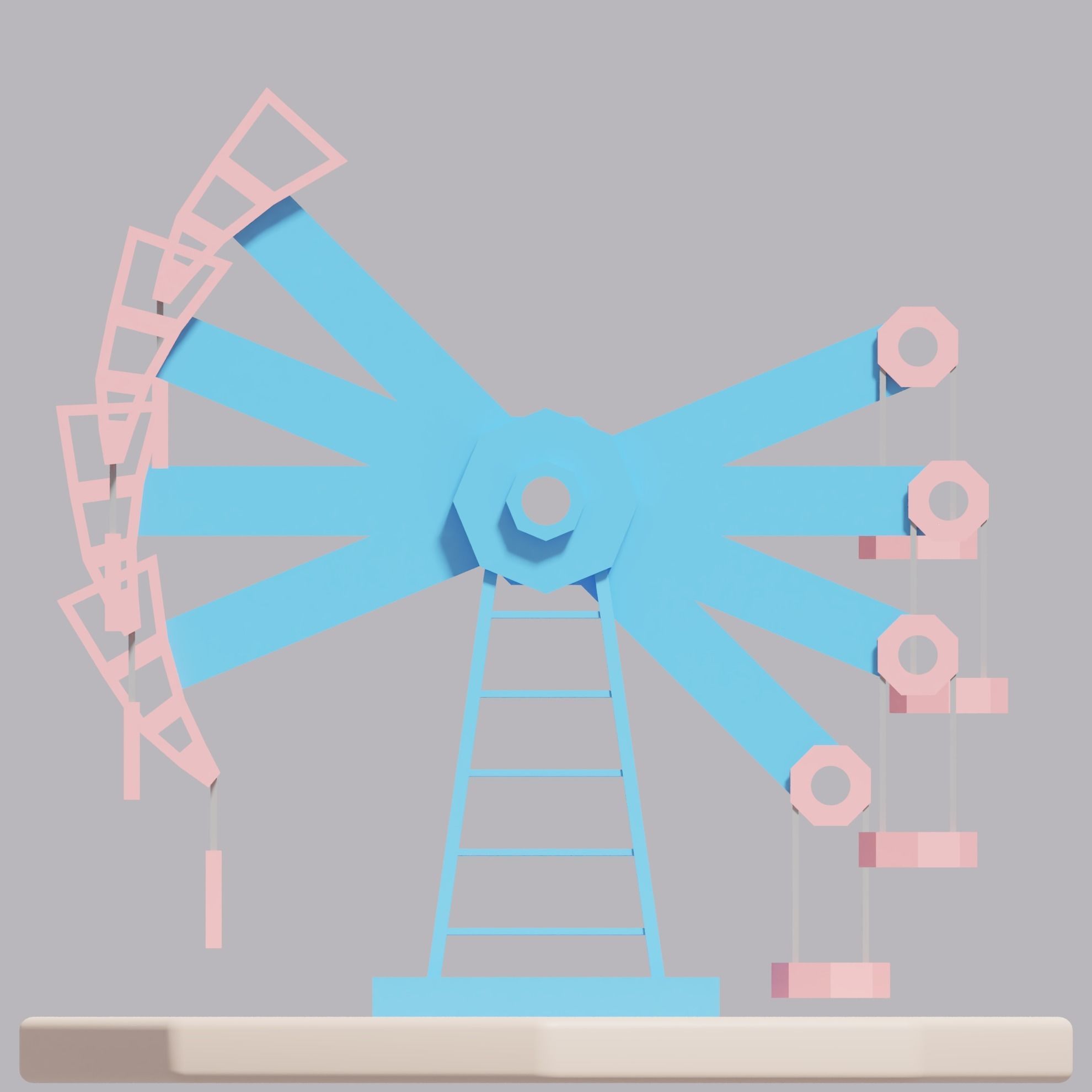 Cartoon Oil Pump Jack Low-poly 3D model_21