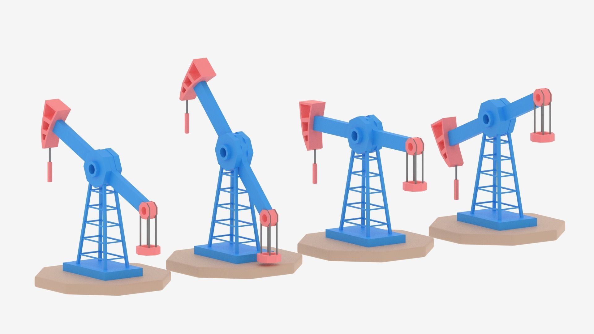 Cartoon Oil Pump Jack Low-poly 3D model_10
