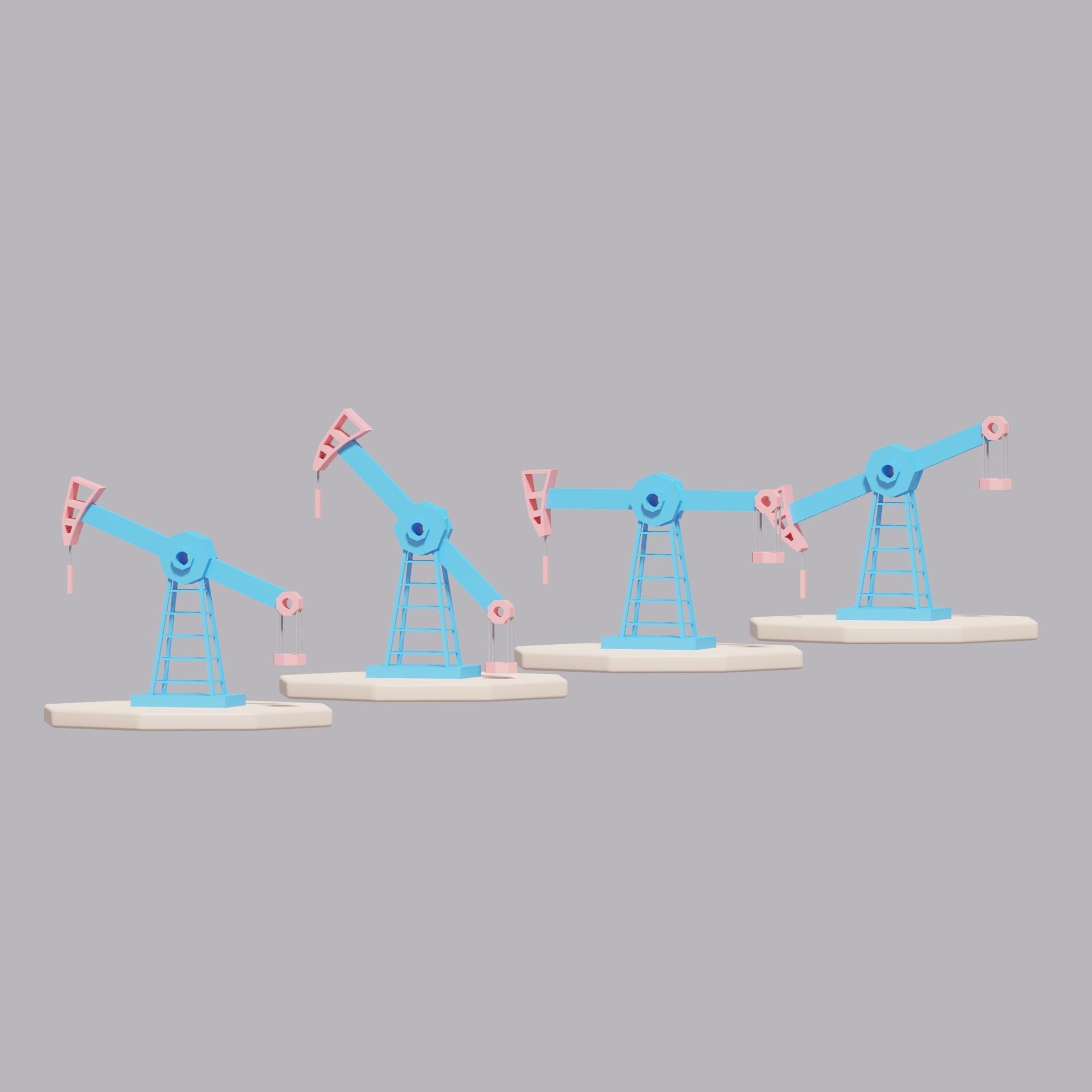 Cartoon Oil Pump Jack Low-poly 3D model_23