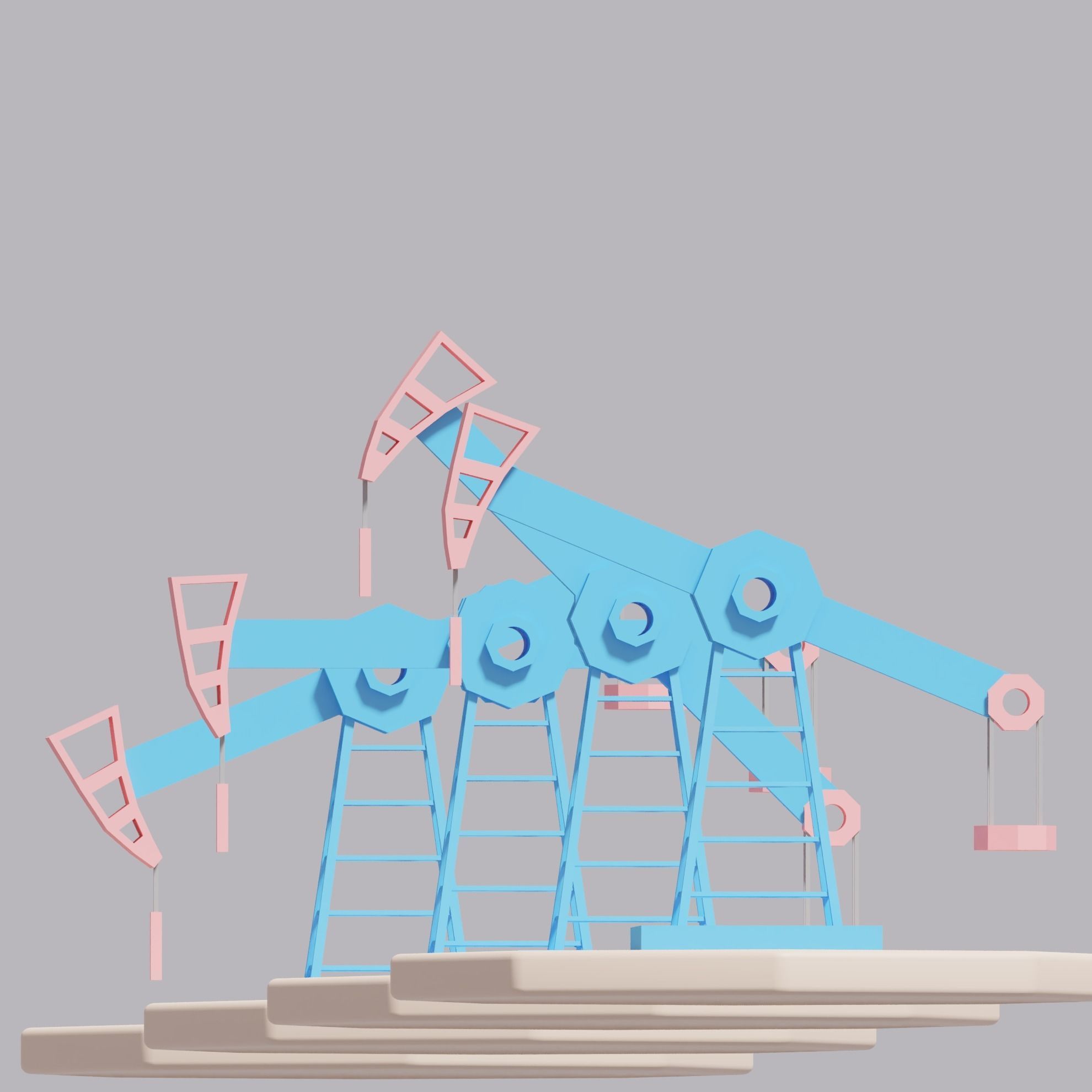 Cartoon Oil Pump Jack Low-poly 3D model_26