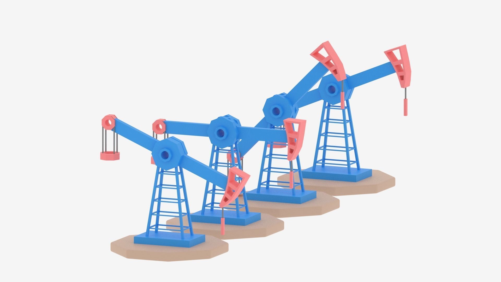 Cartoon Oil Pump Jack Low-poly 3D model_5