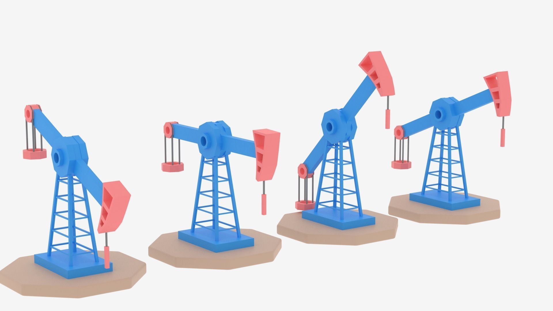 Cartoon Oil Pump Jack Low-poly 3D model_16