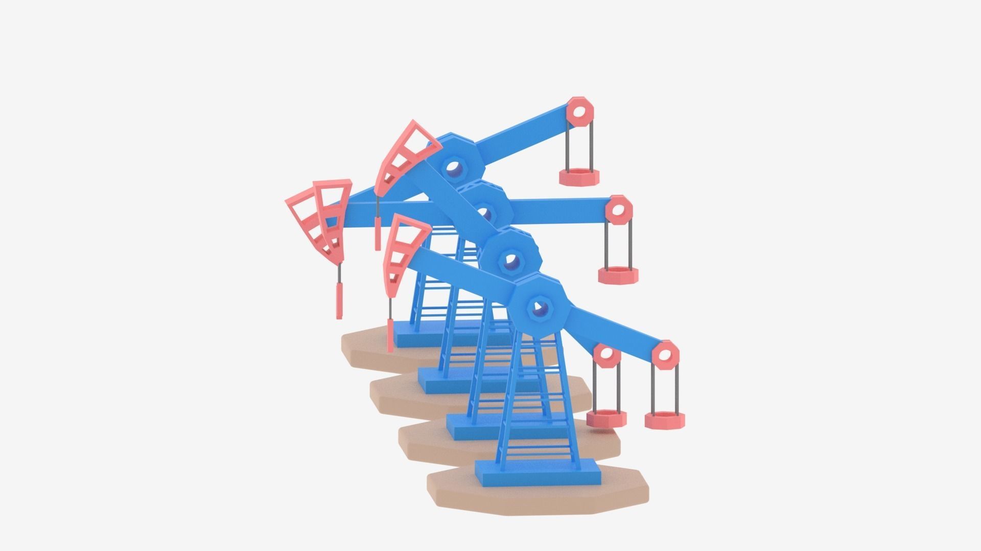 Cartoon Oil Pump Jack Low-poly 3D model_12
