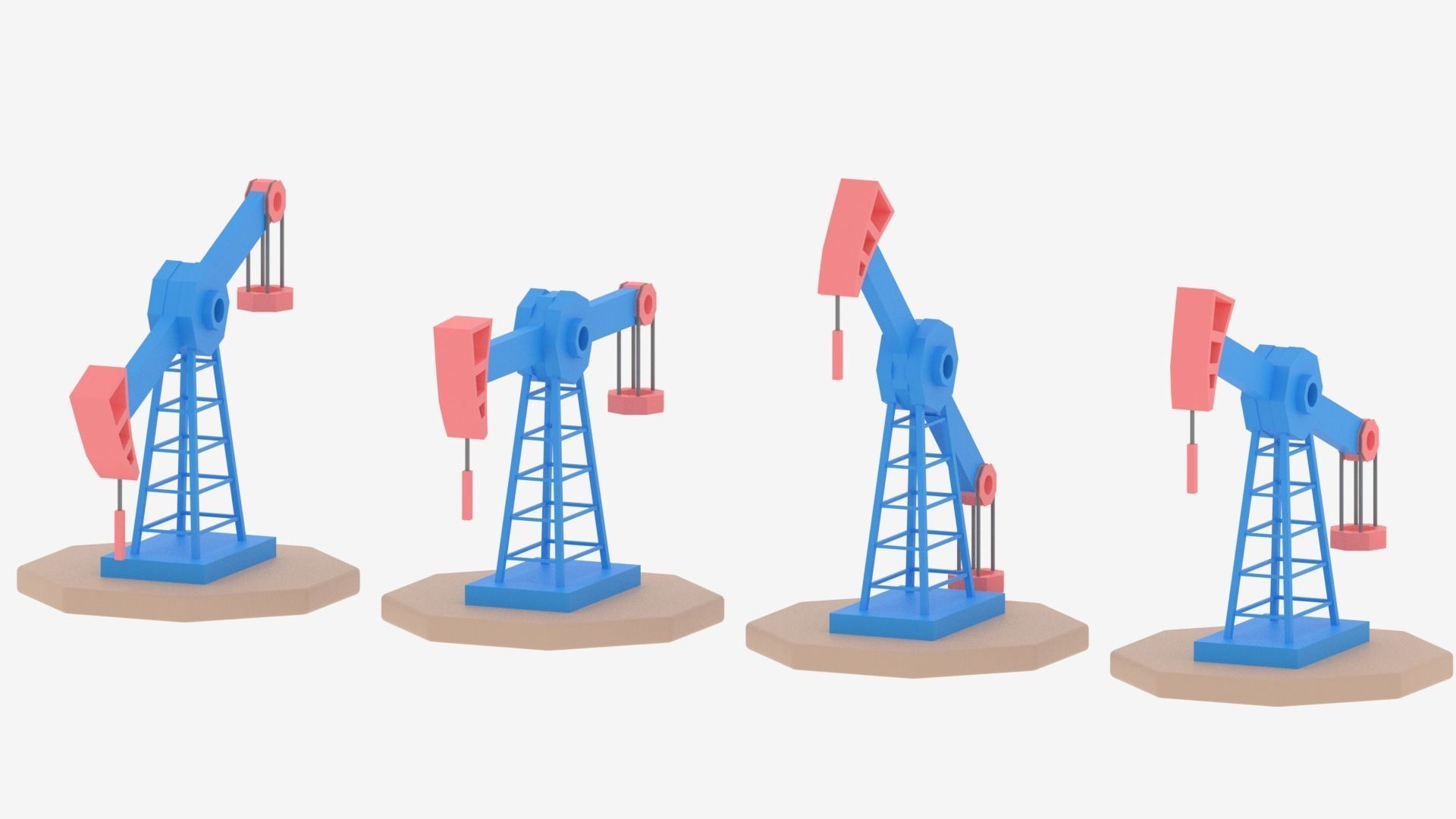 Cartoon Oil Pump Jack Low-poly 3D model_15