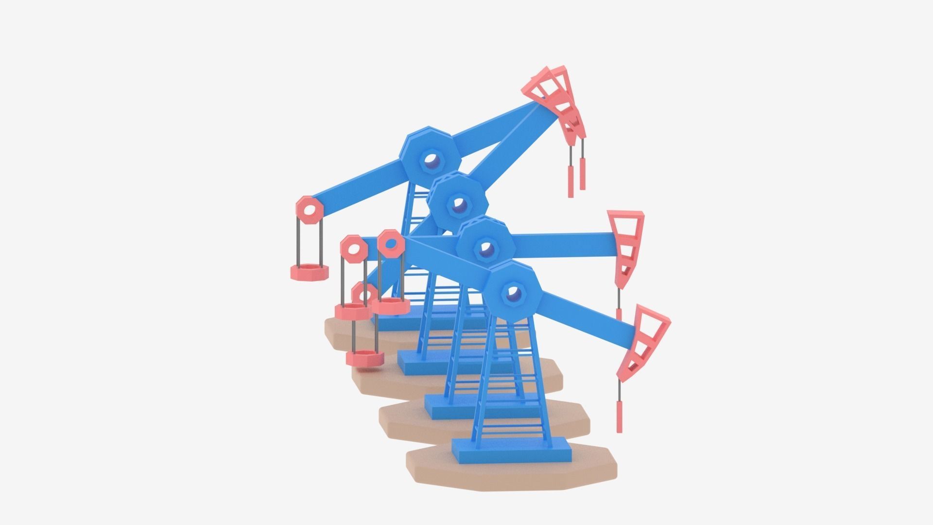 Cartoon Oil Pump Jack Low-poly 3D model_6