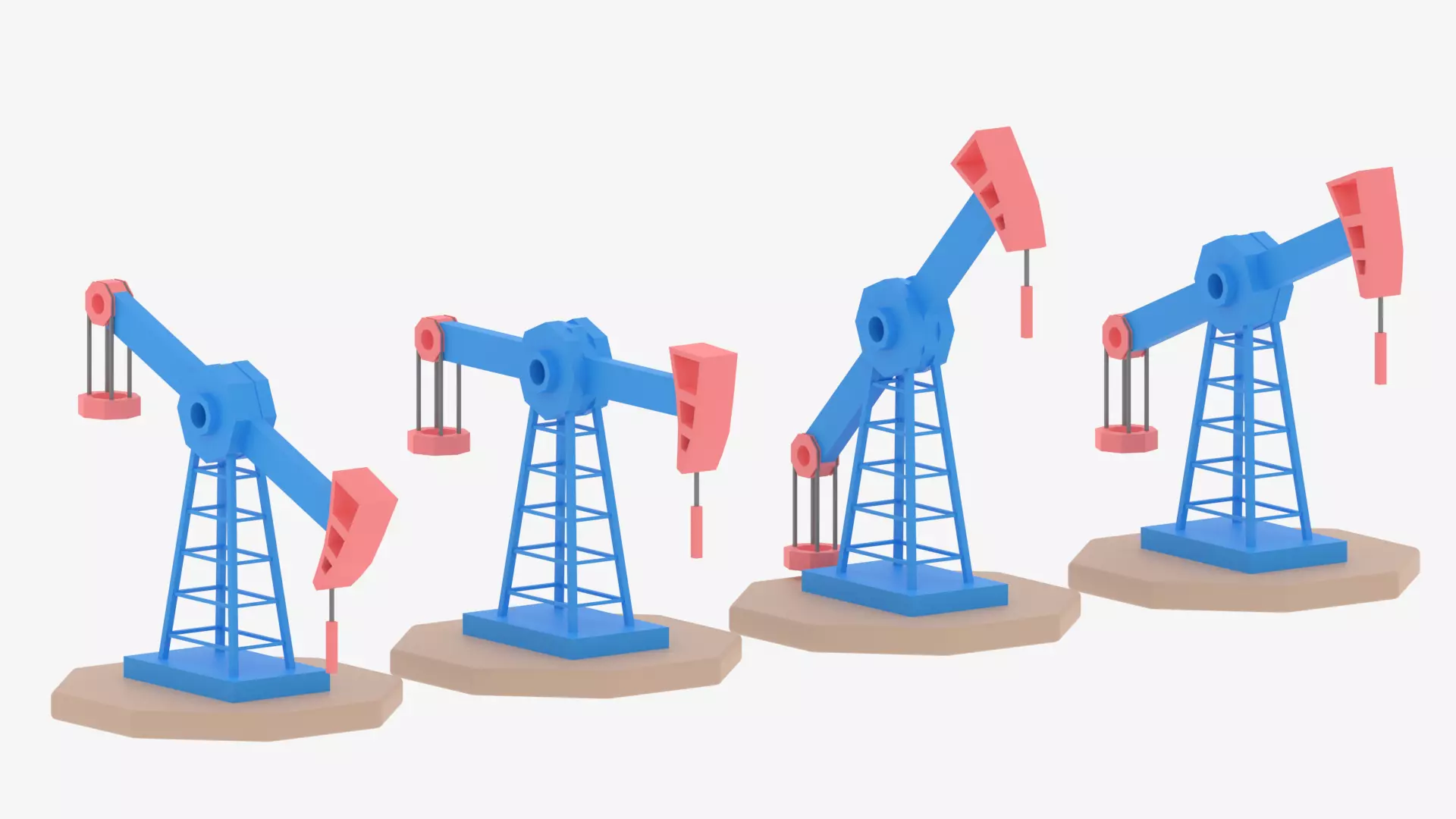 Cartoon Oil Pump Jack Low-poly 3D model_0