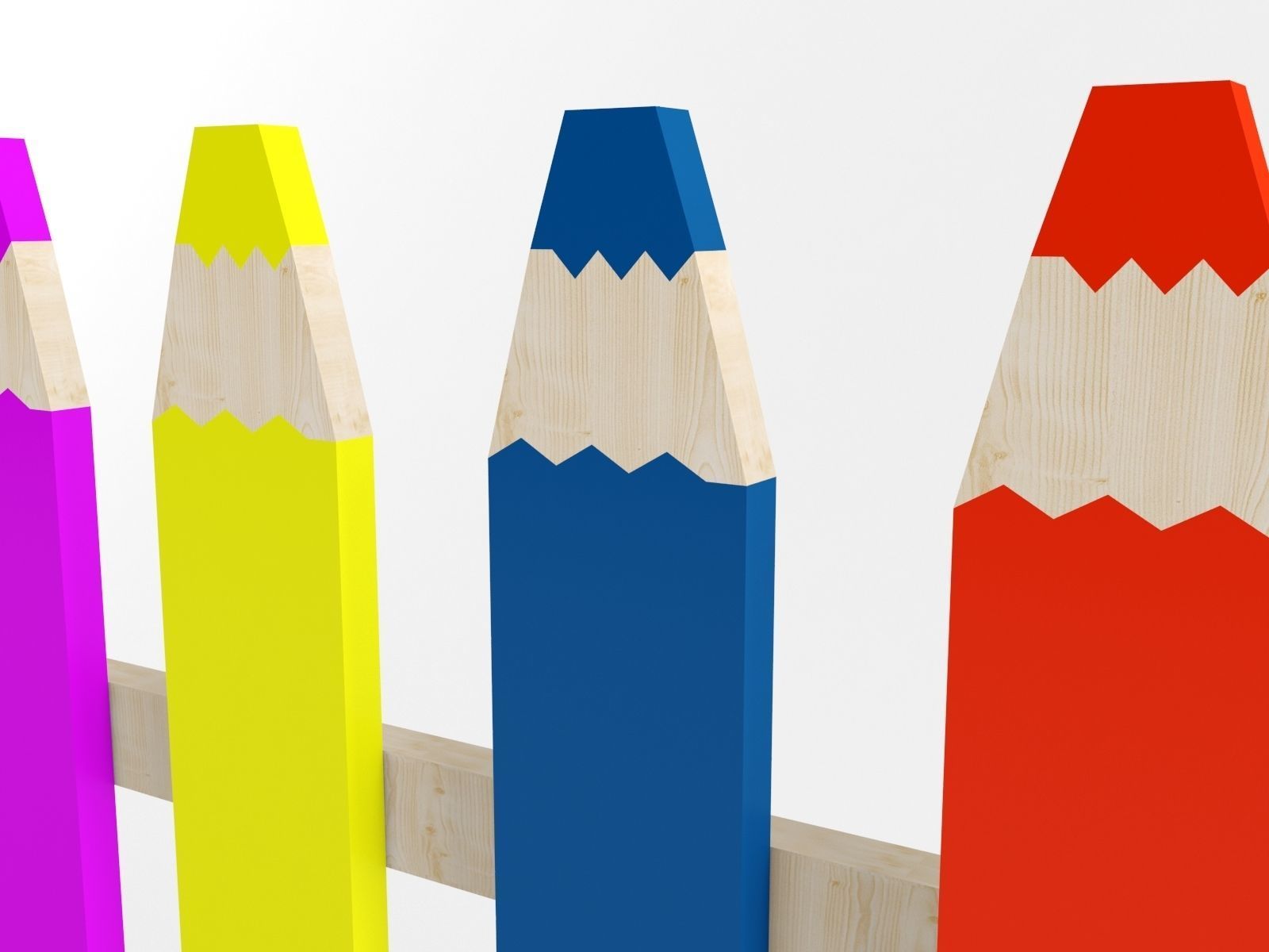 Fence pencils 3D model_2