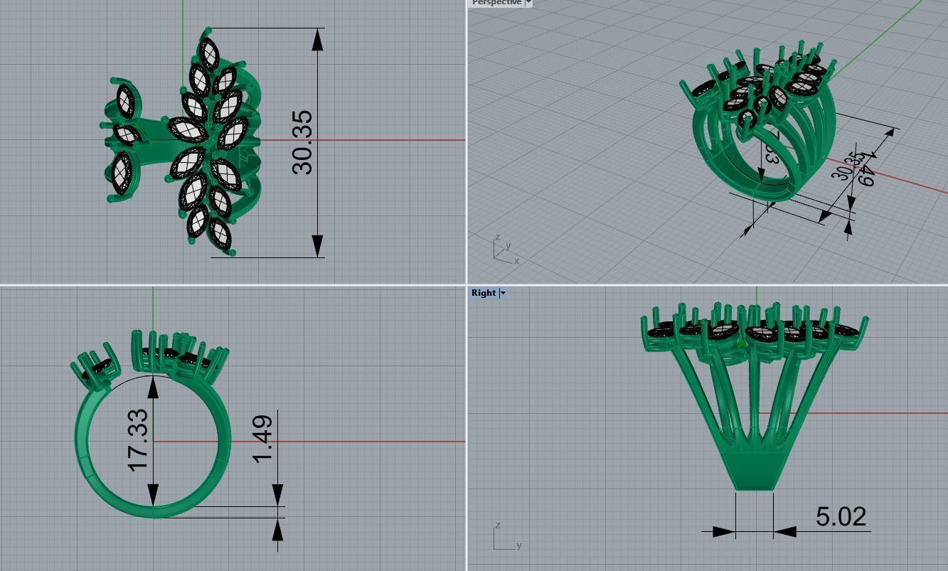 marquise ring 59 3D print model_1