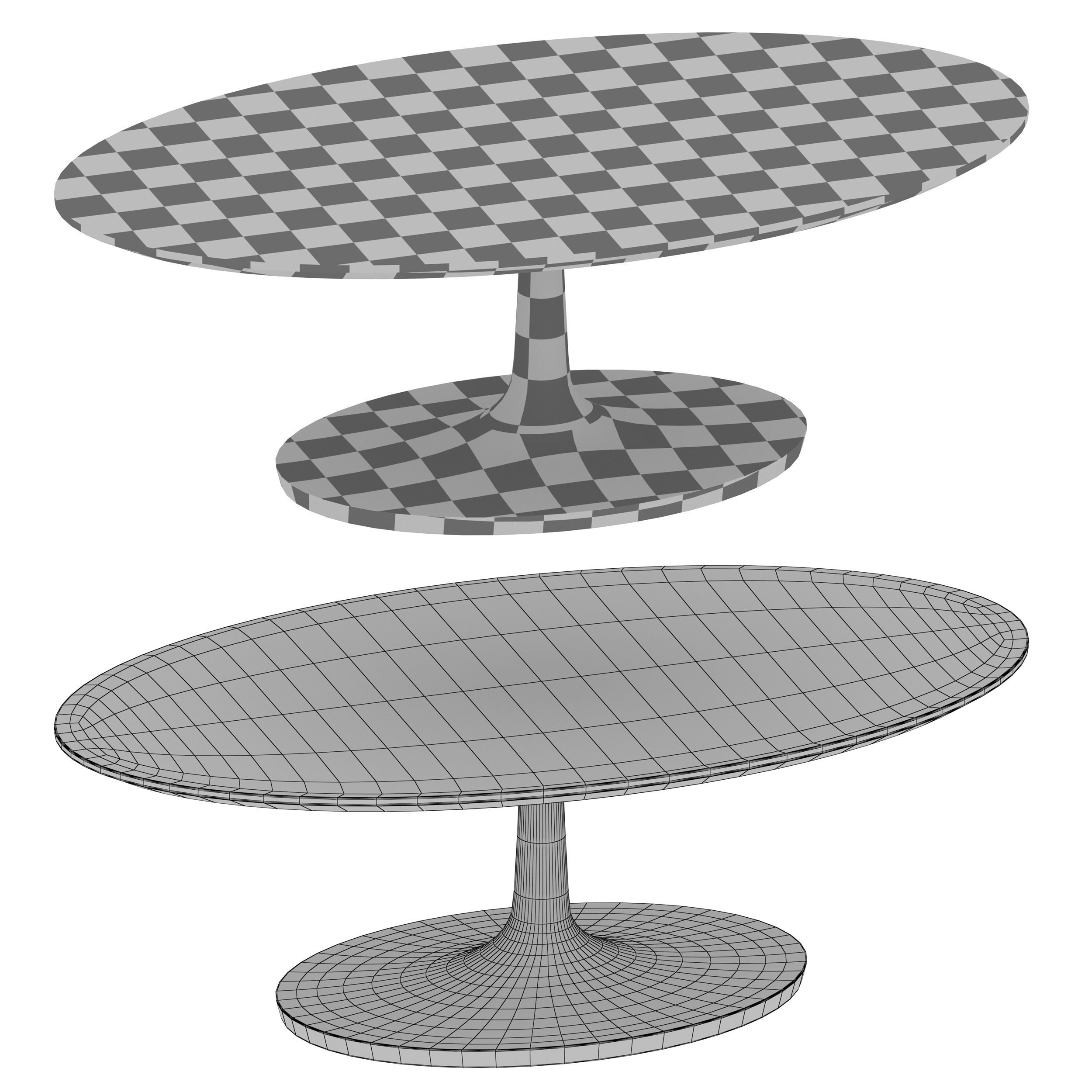 Nero White Marble Oval Coffee Table Crate and Barrel 3D model_11