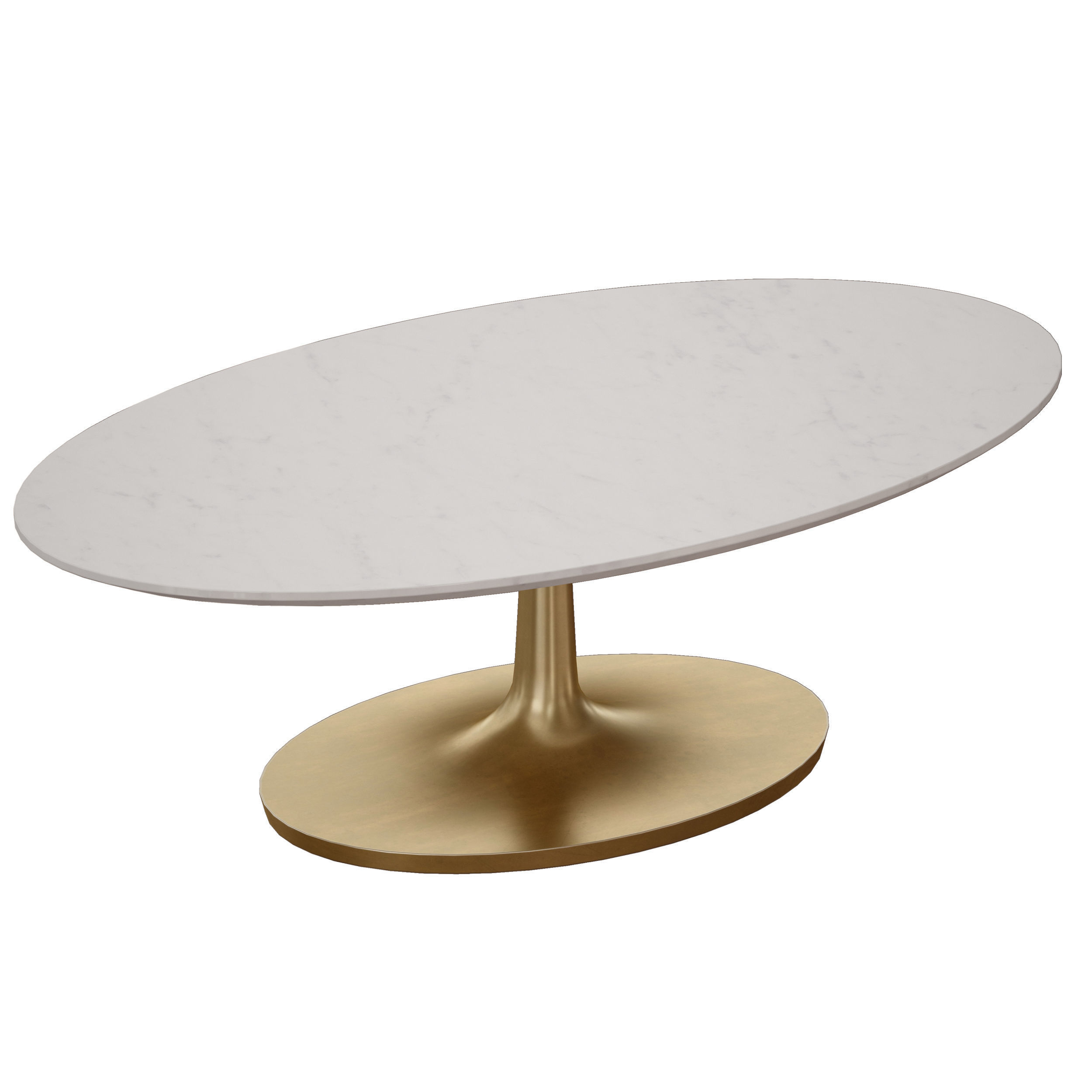 Nero White Marble Oval Coffee Table Crate and Barrel 3D model_7