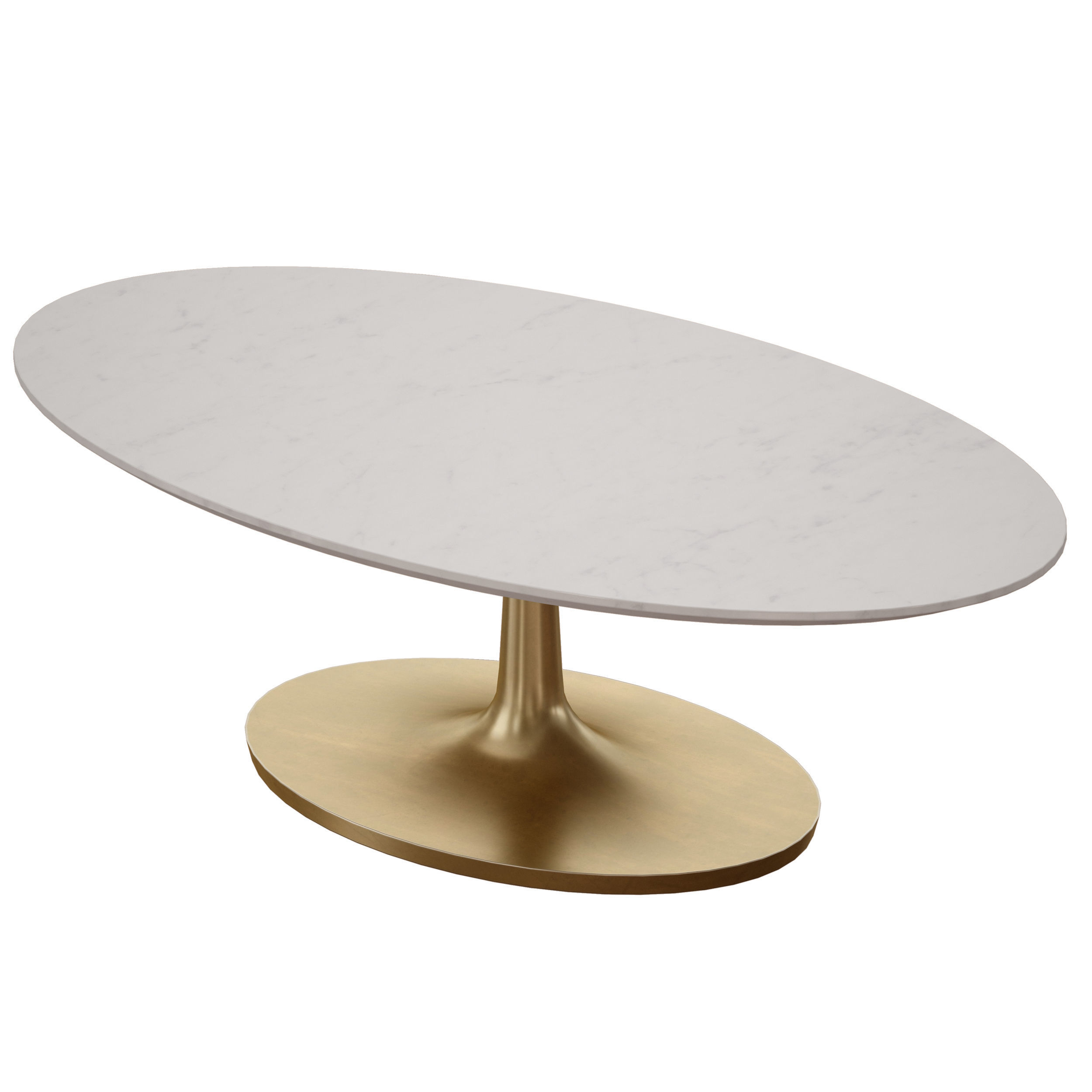 Nero White Marble Oval Coffee Table Crate and Barrel 3D model_6