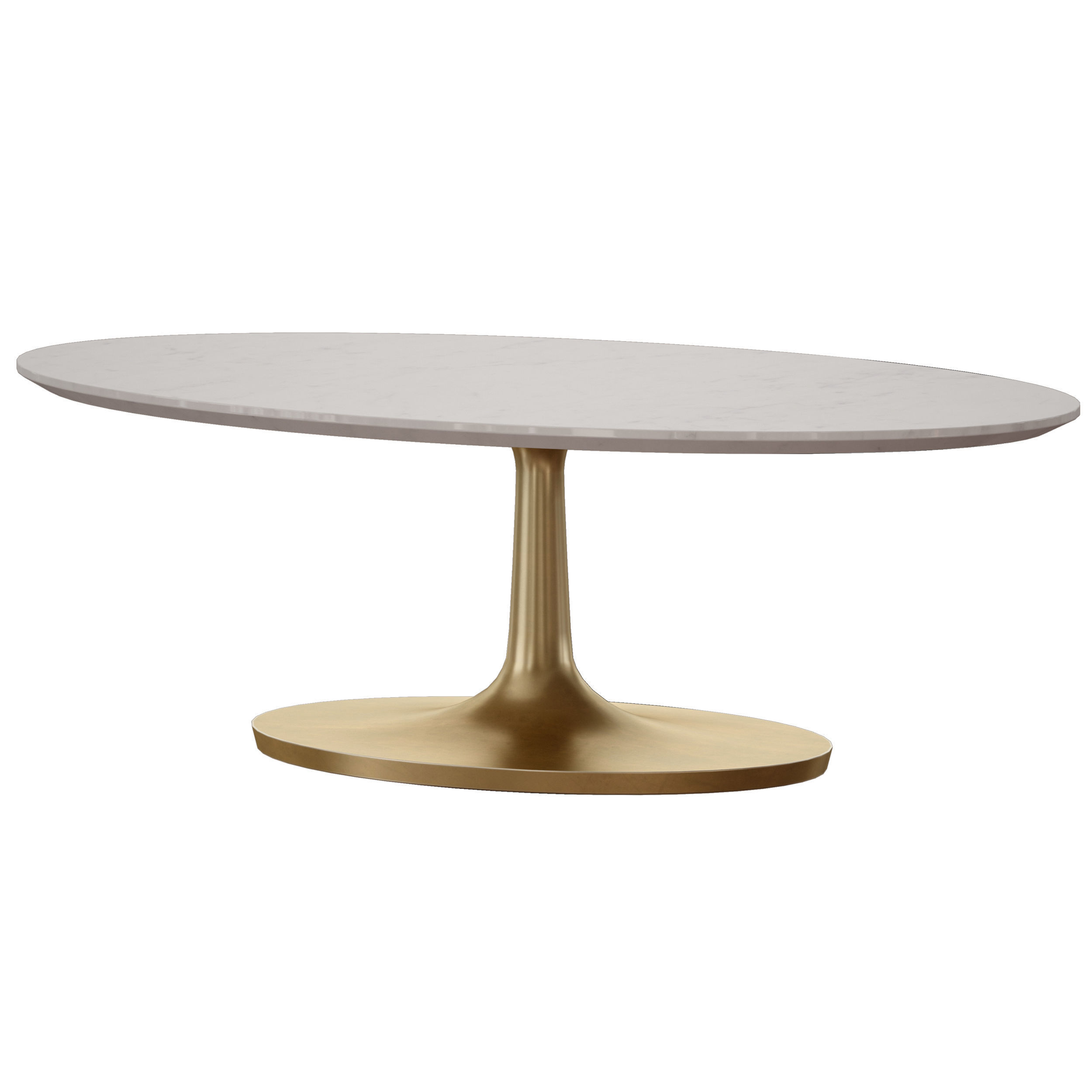 Nero White Marble Oval Coffee Table Crate and Barrel 3D model_5