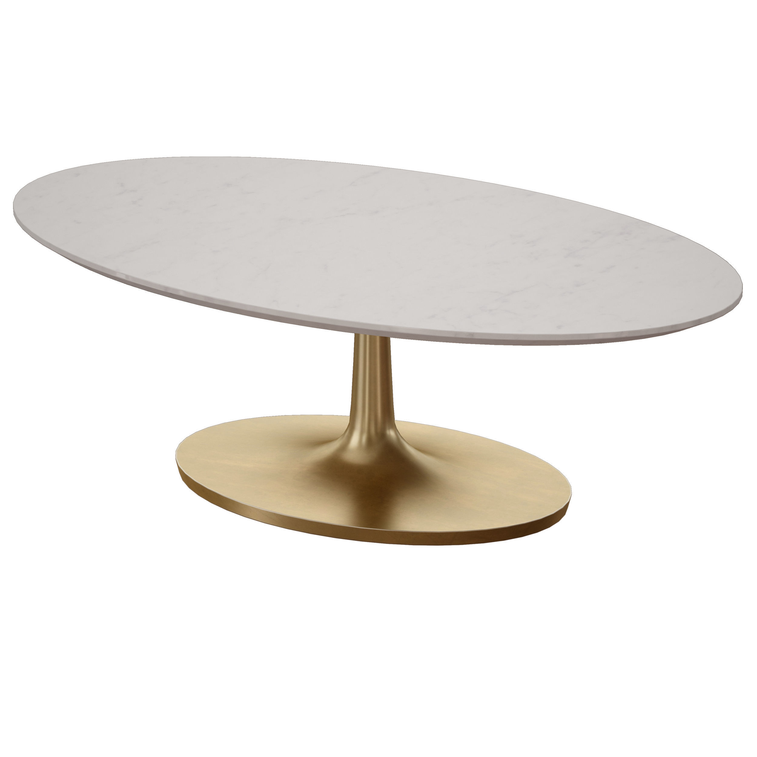 Nero White Marble Oval Coffee Table Crate and Barrel 3D model_4
