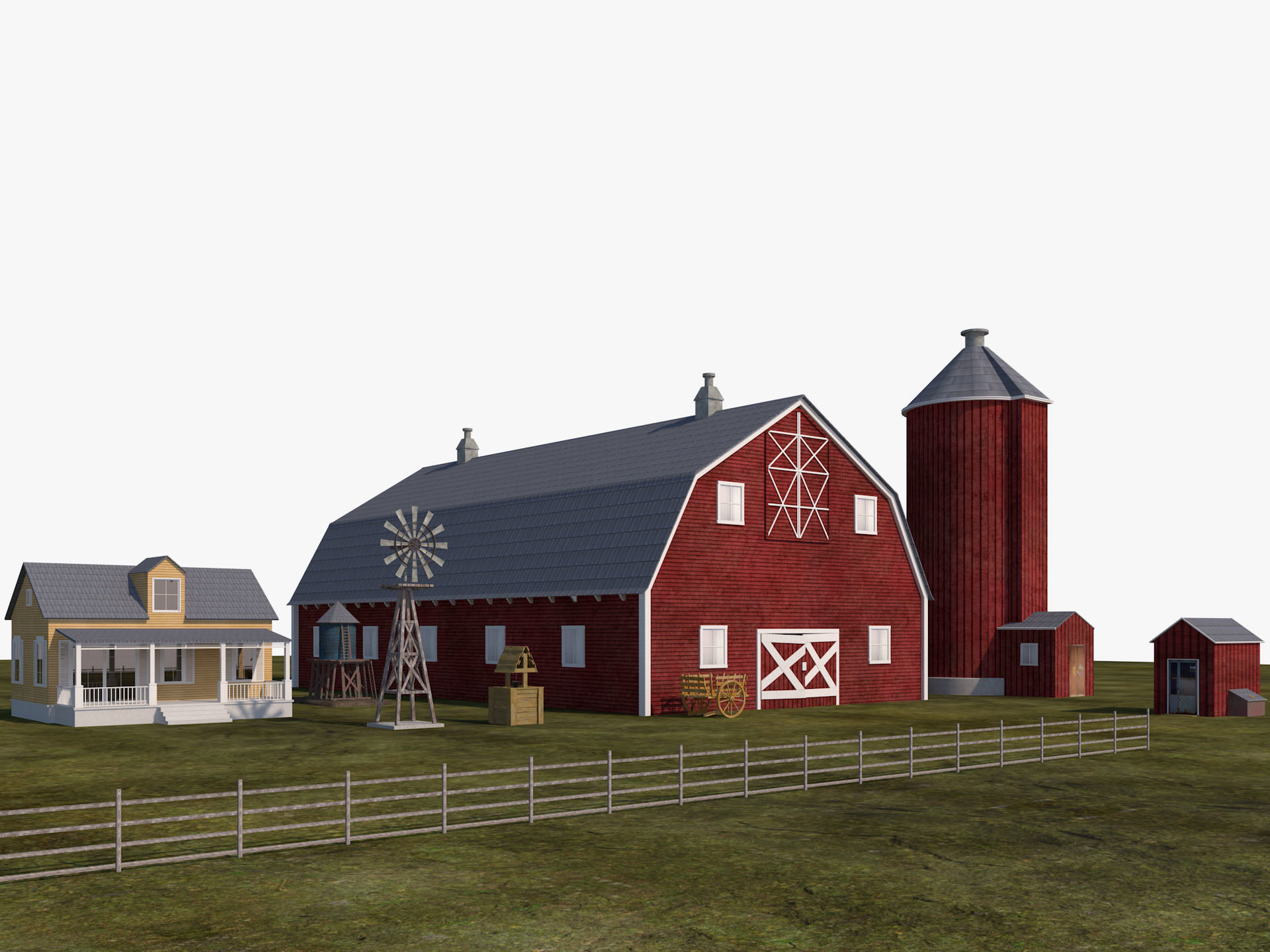 Farm Scene Low-poly 3D model_2