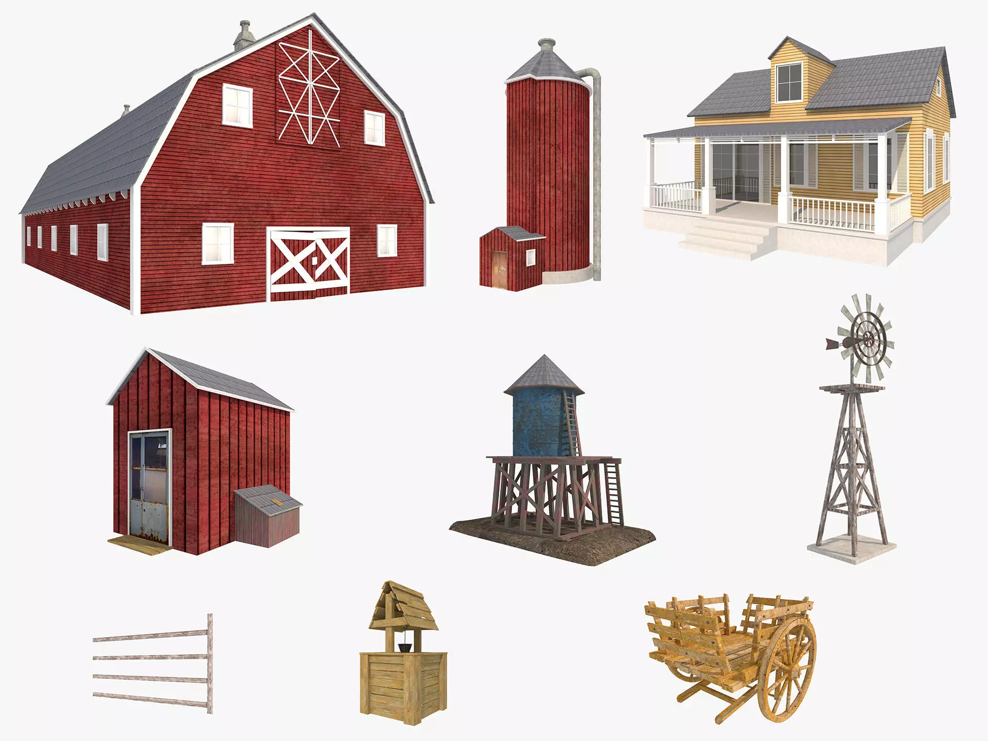 Farm Scene Low-poly 3D model_0