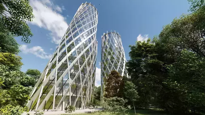 Buildings of the future lumion10 Low-poly 3D model