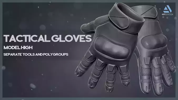 Tactical Gloves - High Poly